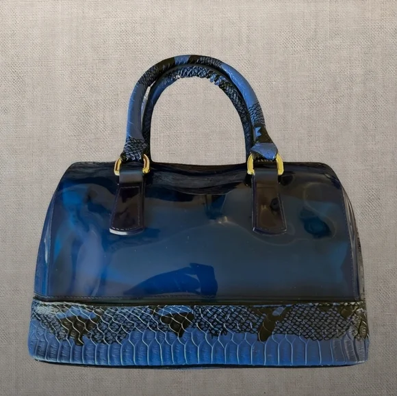Furla Candy Bag Limited Edition, Blue And Black Snakeskin Print. - Picture 3 of 14